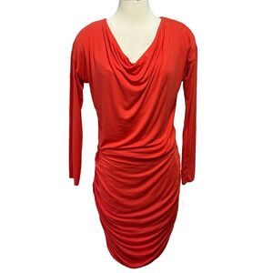 Athleta Solstice Drape Dress Womens M Coral Soft‎ Modal Ruched Travel Comfort